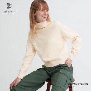 Uniqlo 3D Knit Souffle Yarn Long-Sleeve Pullover Damen Weiß | GUBW-13524