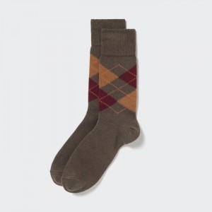 Uniqlo Argyle Socken Herren Dunkelbraun | NFKZ-64915