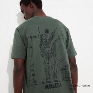 Uniqlo Attack on Titan UT (Kurzes-Sleeve) Graphic T Shirt Damen Grün | QWOR-27468