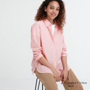 Uniqlo Baumwoll Long-Sleeve Hemd Damen Rosa | GKUV-78619