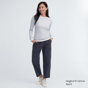 Uniqlo Baumwoll Relaxed Ankle Lounge Pants Damen Dunkelgrau | OPQM-59732