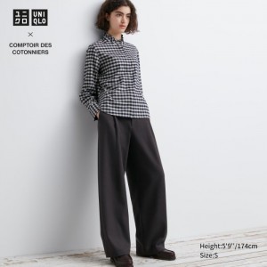 Uniqlo Brushed Jersey Falten Weite Hose Damen Dunkelbraun | IWHY-25018