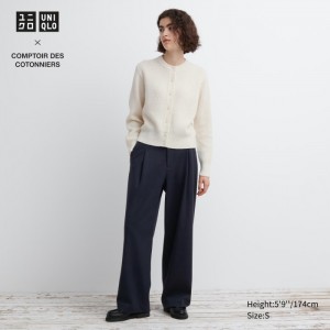 Uniqlo Brushed Jersey Falten Weite Hose Damen Navy | HAJU-54329