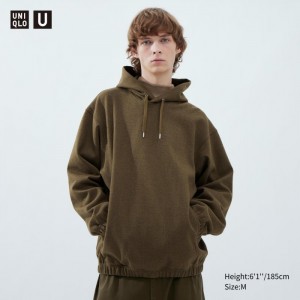 Uniqlo Brushed Jersey Long-Sleeve Hoodie Herren Braun | KBXC-36290