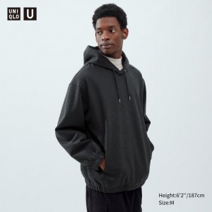 Uniqlo Brushed Jersey Long-Sleeve Hoodie Herren Dunkelgrau | RTPY-92578