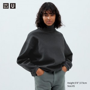 Uniqlo Brushed Jersey Turtleneck Long-Sleeve T-Shirt Damen Dunkelgrau | UIFK-59273