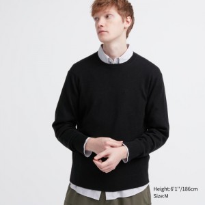 Uniqlo Cashmere Crew Neck Long-Sleeve Pullover Herren Schwarz | CKDJ-35061