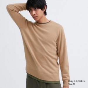 Uniqlo Cashmere Crew Neck Long-Sleeve Pullover Damen Beige | TPWI-48172