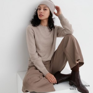 Uniqlo Cashmere Crew Neck Long-Sleeve Pullover Damen Beige | OCAF-47198