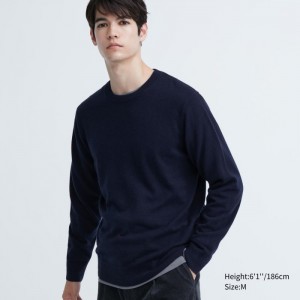 Uniqlo Cashmere Crew Neck Long-Sleeve Pullover Herren Navy | GDAZ-86932