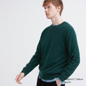 Uniqlo Cashmere Crew Neck Long-Sleeve Pullover Herren Grün | COLQ-53296