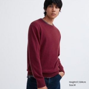 Uniqlo Cashmere Crew Neck Long-Sleeve Pullover Herren Wine | NHJV-19084