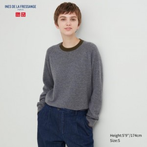 Uniqlo Cashmere Crew Neck Long-Sleeve Pullover Damen Dunkelgrau | MIUP-08431