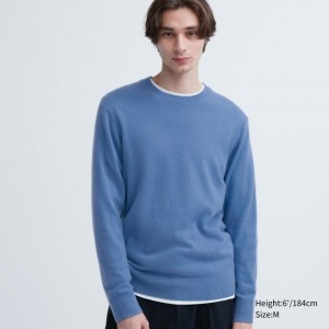 Uniqlo Cashmere Crew Neck Long-Sleeve Pullover Damen Blau | KZWQ-12359