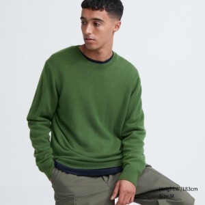 Uniqlo Cashmere Crew Neck Long-Sleeve Pullover Damen Grün | FLDS-35679