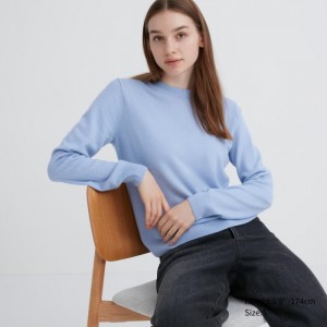 Uniqlo Cashmere Crew Neck Long-Sleeve Pullover Damen Hellblau | CEHP-60421