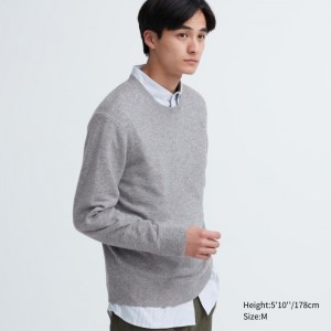 Uniqlo Cashmere Crew Neck Long-Sleeve Pullover Damen Grau | NRKO-09376