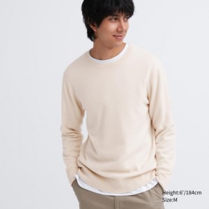 Uniqlo Cashmere Crew Neck Long-Sleeve Pullover Damen Natural | PRWF-38107