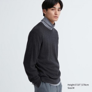 Uniqlo Cashmere Crew Neck Long-Sleeve Pullover Herren Dunkelgrau | PAWV-06931