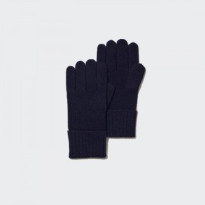 Uniqlo Cashmere Gestrickt Handschuhe Damen Navy | UGCY-14375