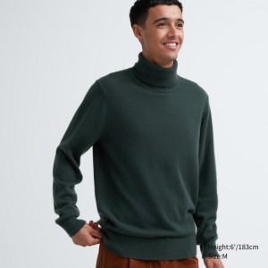 Uniqlo Cashmere Turtleneck Long-Sleeve Pullover Herren Olivgrün | SMBU-18306