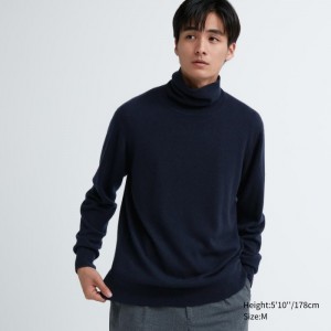 Uniqlo Cashmere Turtleneck Long-Sleeve Pullover Herren Navy | MLQH-87562