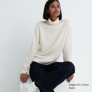 Uniqlo Cashmere Turtleneck Pullover Damen Weiß | UMWD-64059