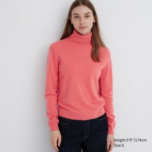 Uniqlo Cashmere Turtleneck Pullover Damen Rosa | DVOB-12564