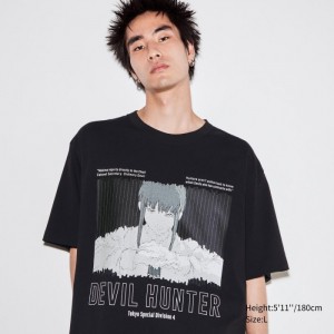 Uniqlo Chainsaw Man × Kosuke Kawamura UT (Oversized Kurzes-Sleeve) (Makima) Graphic T Shirt Damen Schwarz | NVIC-71462