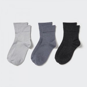 Uniqlo Crew Glitter (3 Pairs) Socken Damen Grau | AYWG-76452