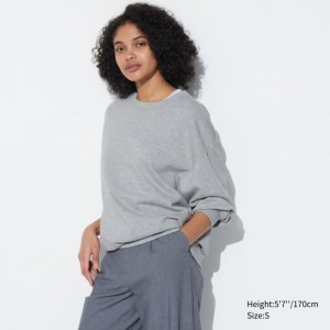 Uniqlo Crew Neck Long-Sleeve Sweatshirt Damen Grau | PANY-40357