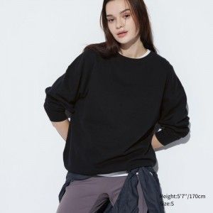 Uniqlo Crew Neck Long-Sleeve Sweatshirt Damen Schwarz | GFHV-74953