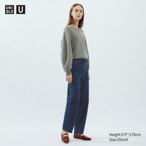 Uniqlo Curved Jeans Damen Blau | AUOE-84201