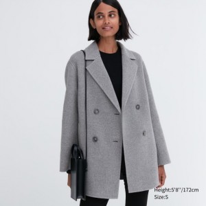 Uniqlo Double Face Kurzes Mäntel Damen Grau | FKVP-09561