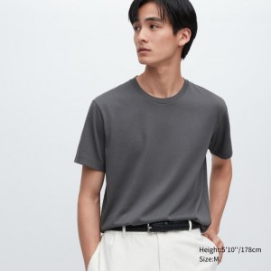 Uniqlo Dry Color Crew Neck Kurzes-Sleeve T-Shirt Herren Grau | RLGP-17960