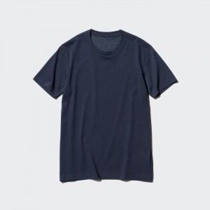 Uniqlo Dry Color Crew Neck Kurzes-Sleeve T-Shirt Herren Navy | YVTJ-68374