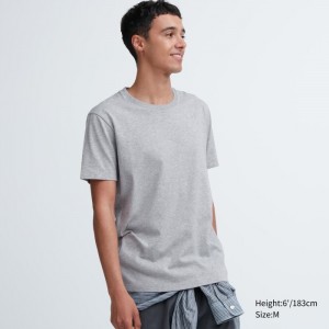 Uniqlo Dry Color Crew Neck Kurzes-Sleeve T-Shirt Herren Grau | ZYDS-78935