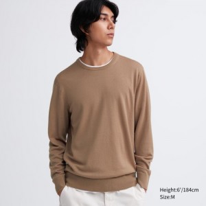 Uniqlo Extra Fine Merino Crew Neck Long-Sleeve Pullover Damen Beige | UPLA-04261