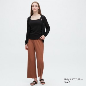 Uniqlo Falten Gerade Hose Damen Braun | IGVP-58346