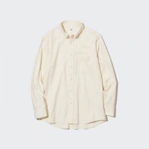 Uniqlo Flannel Casual Shirts Damen Weiß | BHGI-70146