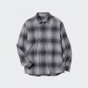 Uniqlo Flannel Checked (2022 Edition) Casual Shirts Herren Grau | EKFB-20537