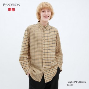 Uniqlo Flannel Checked Casual Shirts Herren Beige | HGIF-54280