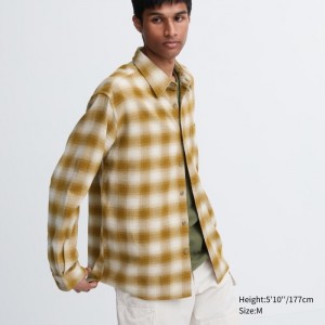 Uniqlo Flannel Checked Casual Shirts Herren Gelb | JMHS-26407