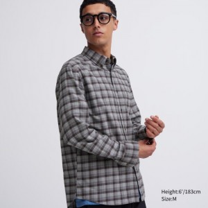 Uniqlo Flannel Checked Casual Shirts Herren Grau | DRCX-53647