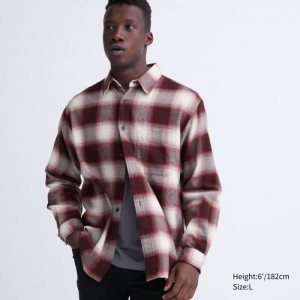 Uniqlo Flannel Checked Casual Shirts Herren Rot | JZHG-45326