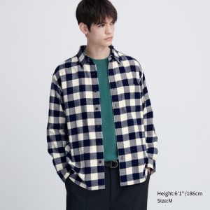 Uniqlo Flannel Checked Casual Shirts Herren Weiß | YXDQ-59847