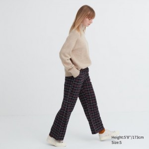 Uniqlo Flannel Checked Hose Damen Dunkelbraun | NGIX-85129