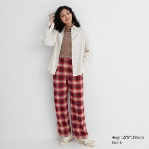 Uniqlo Flannel Checked Lounge Pants Damen Rot | FYUG-51837