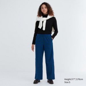 Uniqlo Flannel Checked Lounge Pants Damen Blau | UGNK-94876