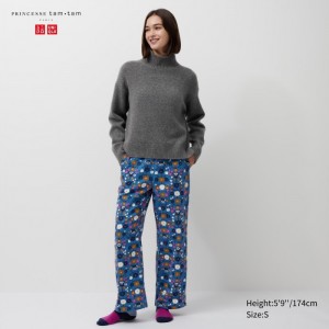 Uniqlo Flannel Lounge Pants Damen Blau | ENDW-19045